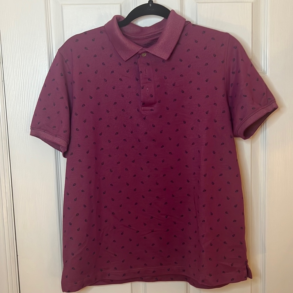 Men’s Van Heusen never tuck men’s polo purple patterned medium